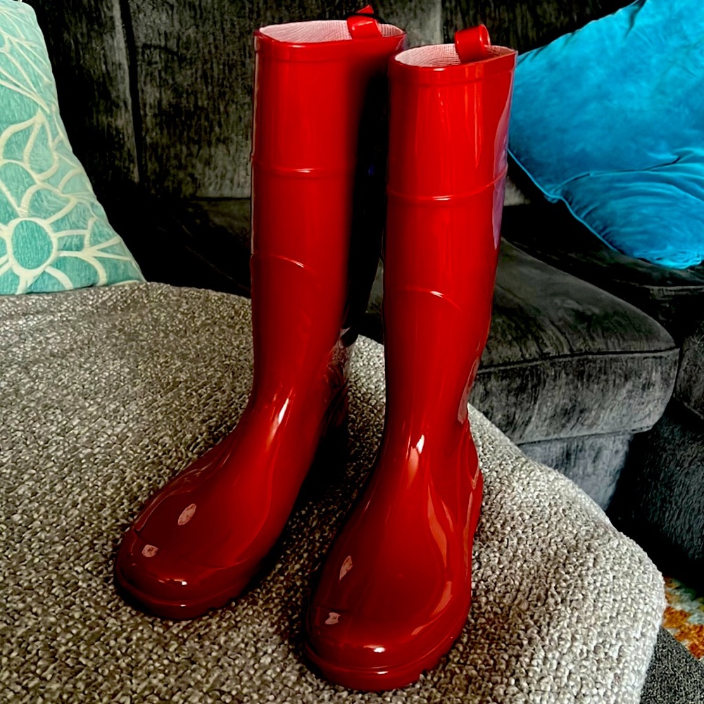 Red rain boots